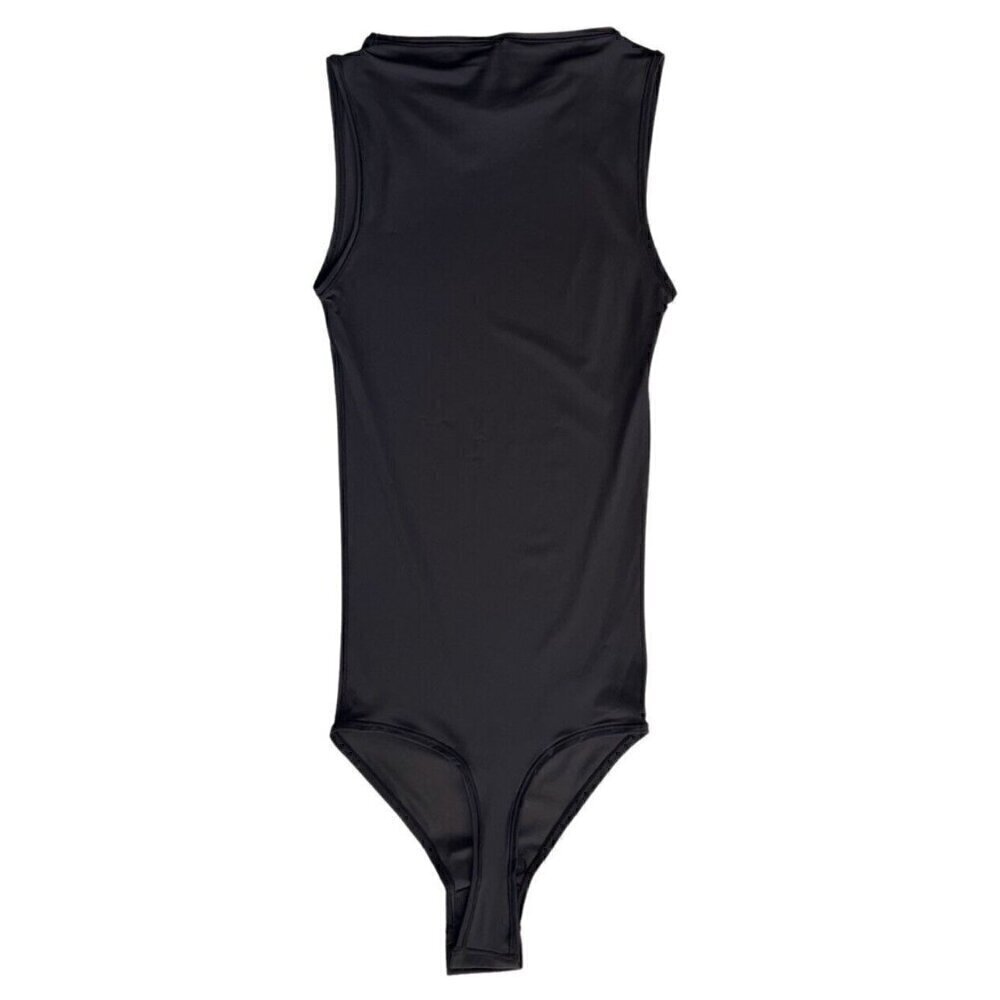 Skims Black Jelly Sheer Crew Neck Bodysuit Sleeveless Bodysuit Size XXS - Picture 5 of 6